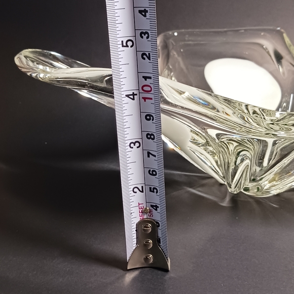 White and Clear Organic Shape Glass Bowl Murano Style - Picture 7 of 8